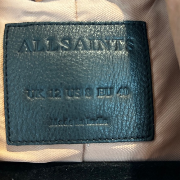 ALL SAINTS Balfern leather and suede biker jacket size 8 - Picture 8 of 9